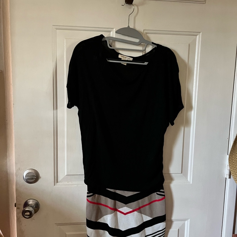 Arden B Black, White , Red  Knit  Dress Size XL